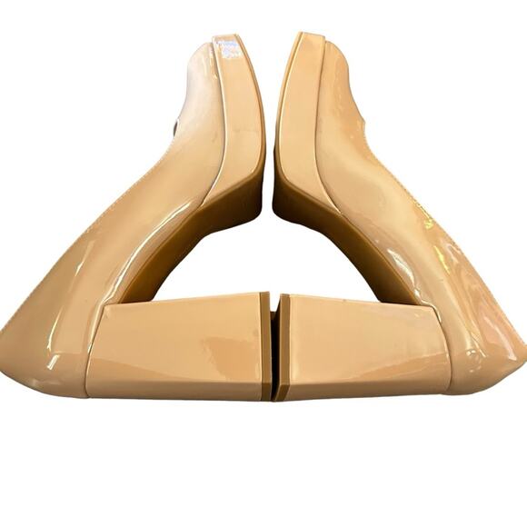 Kenneth Cole Bri Platform Patent Pumps Buff Flare Block Heel Square Toe SZ 8.5 - Picture 9 of 11